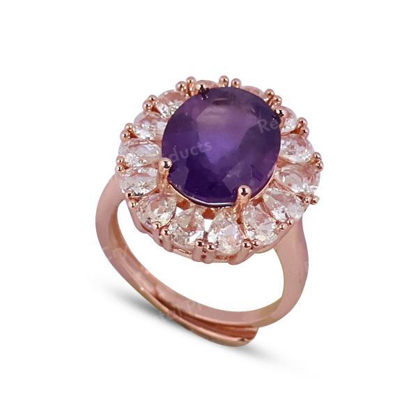 AAA Amethyst Adjustable Gemstone Ring for Women Girls