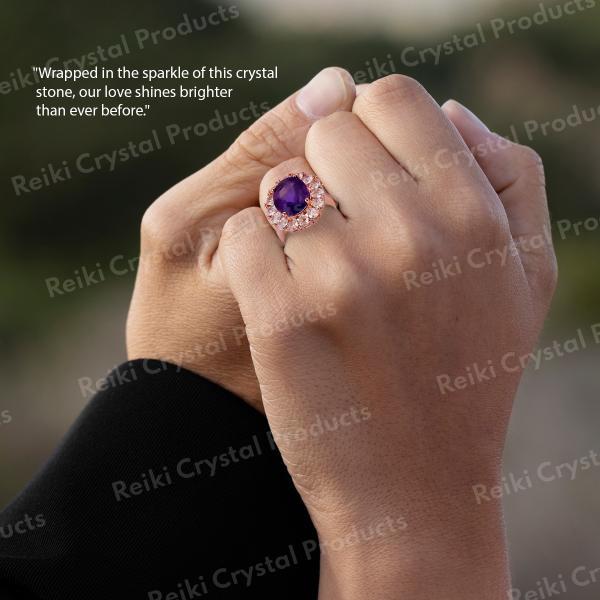 AAA Amethyst Adjustable Gemstone Ring for Women Girls