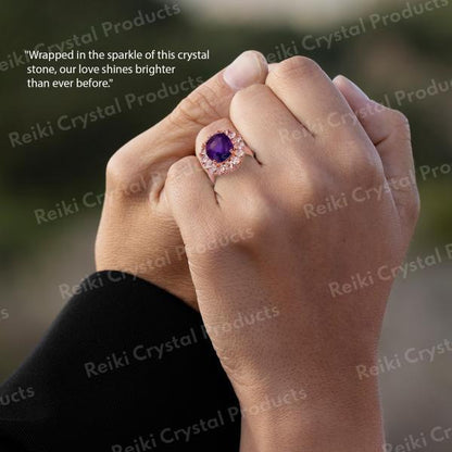 AAA Amethyst Adjustable Gemstone Ring for Women Girls