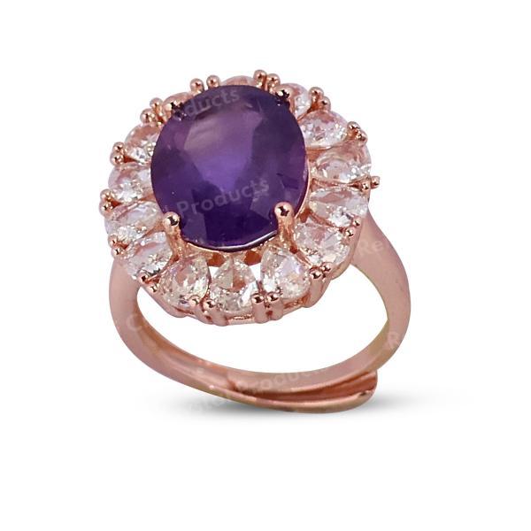 AAA Amethyst Adjustable Gemstone Ring for Women Girls