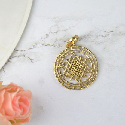 Brass Shree Yantra Locket Pendant