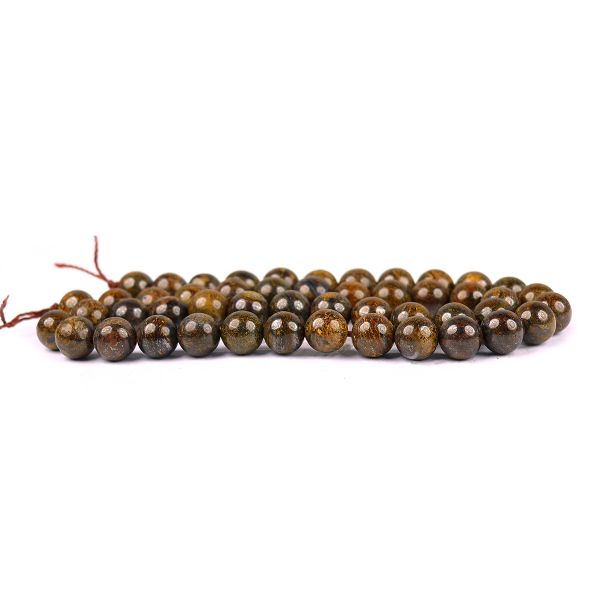 Bronzite gemstone 8mm round beads strand with brown patterns