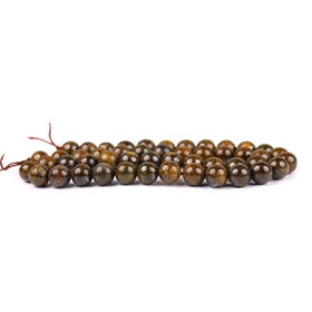 Bronzite gemstone 8mm round beads strand with brown patterns