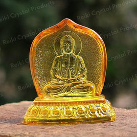 Feng Shui Glass Gautam Buddha Statue Showpiece