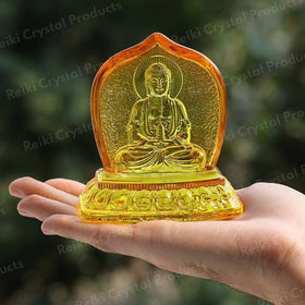 Feng Shui Glass Gautam Buddha Statue Showpiece