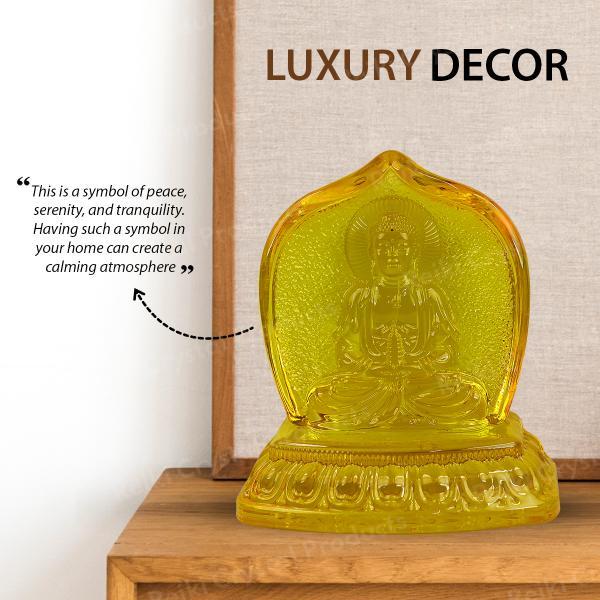 Feng Shui Glass Gautam Buddha Statue Showpiece