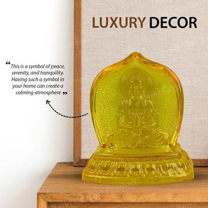 Feng Shui Glass Gautam Buddha Statue Showpiece