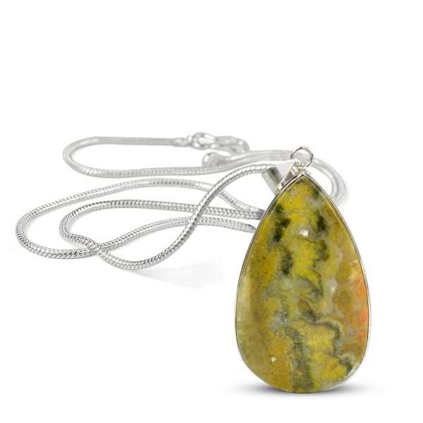 AAA Quality Bumblebee Jasper Drop Shape Pendant With Chain