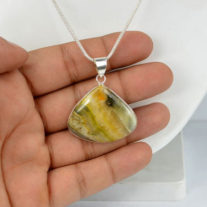 AAA Quality Bumblebee Jasper Drop Shape Pendant With Chain