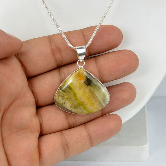 AAA Quality Bumblebee Jasper Drop Shape Pendant With Chain