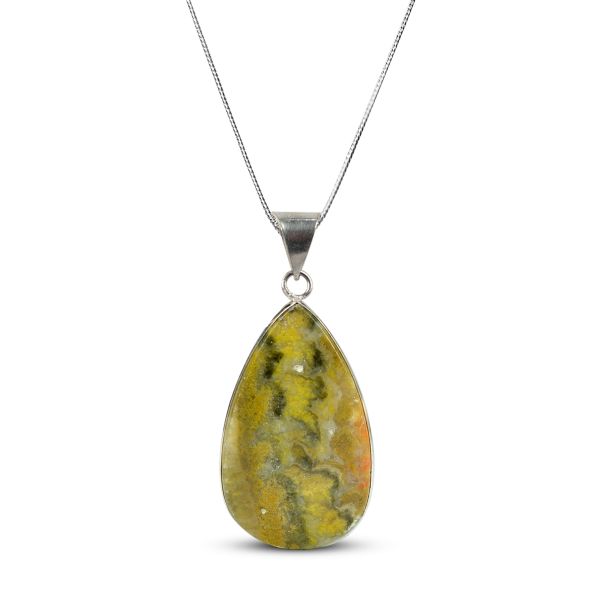 AAA Quality Bumblebee Jasper Drop Shape Pendant With Chain