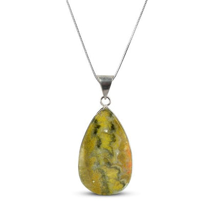 AAA Quality Bumblebee Jasper Drop Shape Pendant With Chain