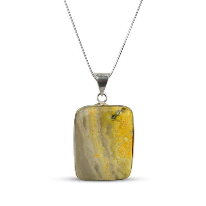 AAA Quality Bumblebee Jasper Square Pendant With Chain