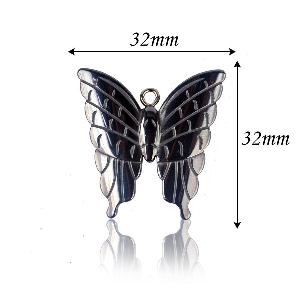 Hematite Crystal Stone Butterfly Pendant