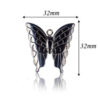 Hematite Crystal Stone Butterfly Pendant