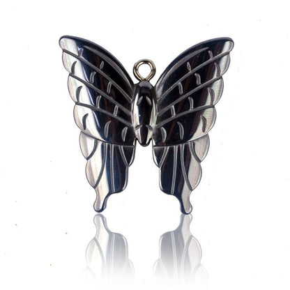 Hematite Crystal Stone Butterfly Pendant