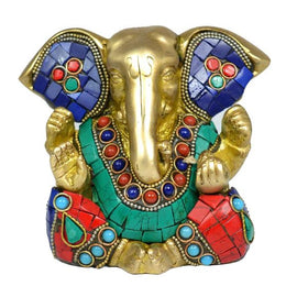 Brass Ganesha with Stone for Home Decor, Gifting, Diwali-950-1050 Gram