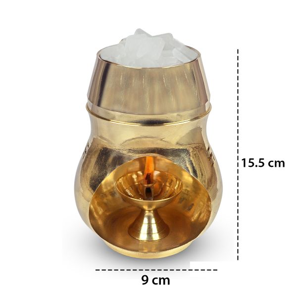 Vastu / Feng Shui Brass Aroma Incense Burner Camphor Lamp, Kapoor Lamp / Magic Lamp / Oil Burner / Oil Diffuser With Diya