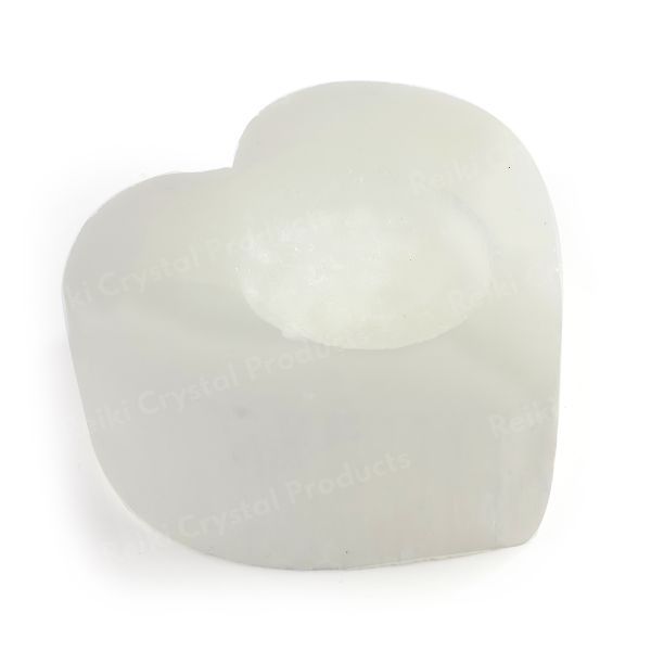 Natural Selenite Candle Holder Heart Shape for Reiki Healing