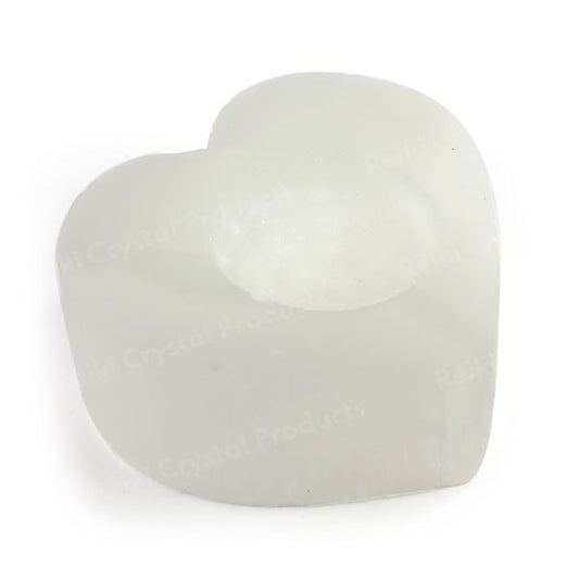 Natural Selenite Candle Holder Heart Shape for Reiki Healing