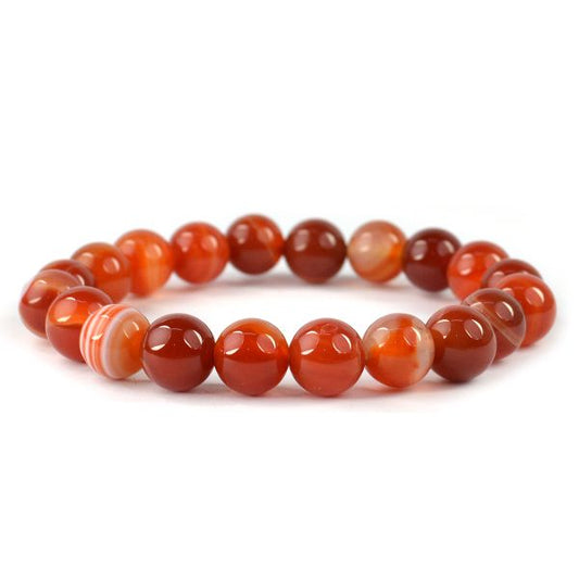 Carnelian 10 mm Round Bead Bracelet