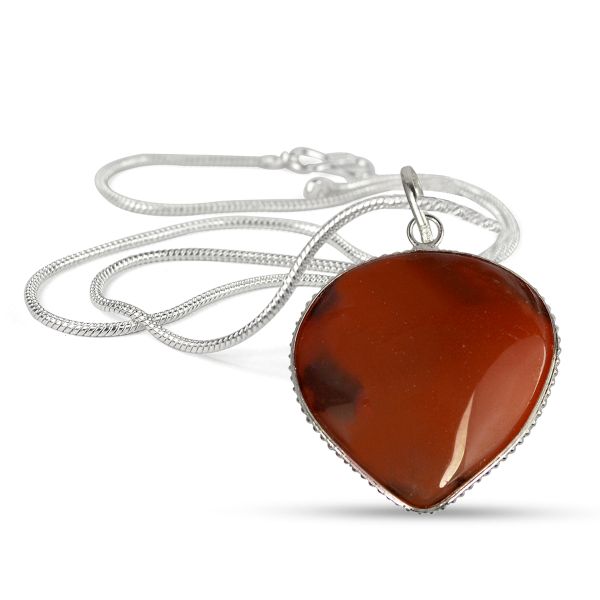 Natural Crystal Stone Heart Shape Pendant Size 30-35 mm with Metal Chain