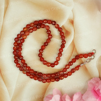 Natural Crystal Stone 6 mm Faceted Bead Necklace for Women & Girls