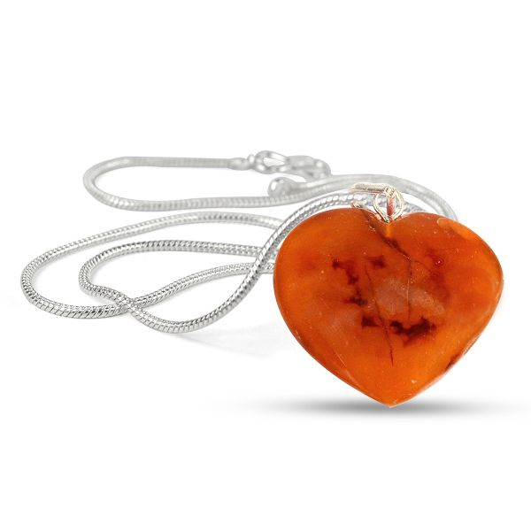 Natural Carnelian Heart Shape Pendant/Locket with Chain
