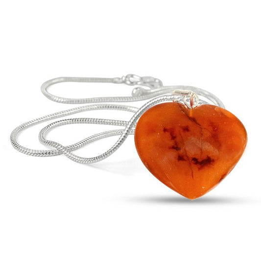 Natural Carnelian Heart Shape Pendant/Locket with Chain