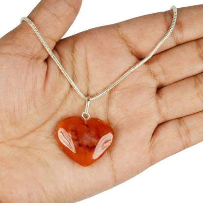 Natural Carnelian Heart Shape Pendant/Locket with Chain