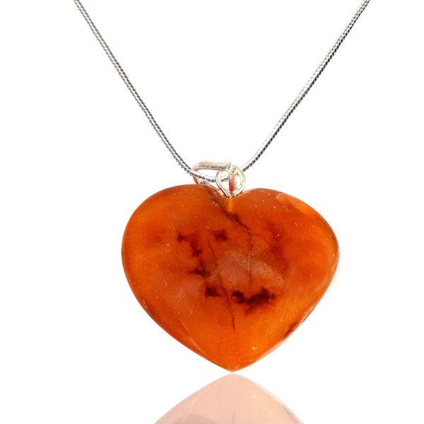 Natural Carnelian Heart Shape Pendant/Locket with Chain