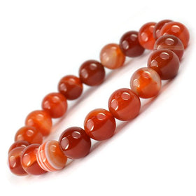 Natural Carnelian 10 mm Round Bead Bracelet for Confidence, Creativity & Motivation