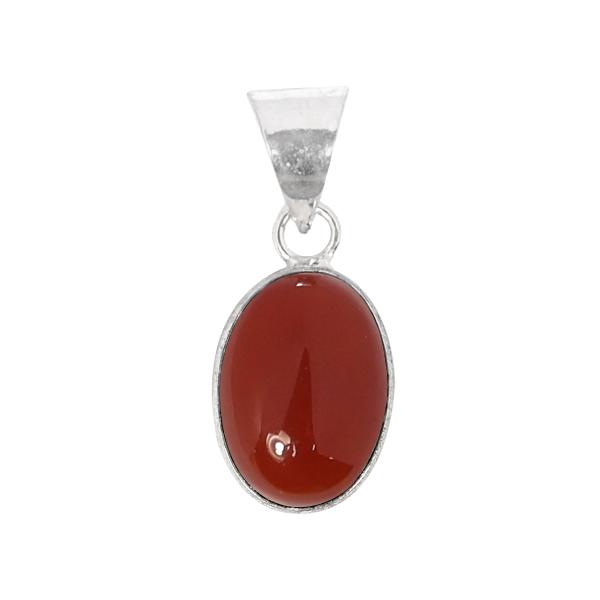 Natural Carnelian Oval Shape Pendant Locket with Metal Chain for Unisex