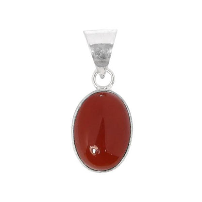Natural Carnelian Oval Shape Pendant Locket with Metal Chain for Unisex