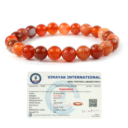 Certified Natural Crystal Stones 8 mm Round Beads Bracelet
