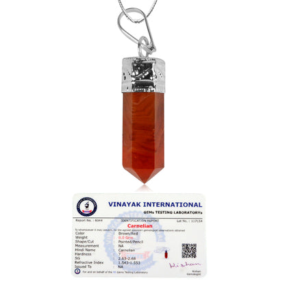 Certified AAA Natural Crystal Stone Pencil Shape Pendant - Locket with Metal Chain