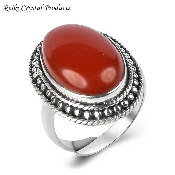 Natural Adjustable Gemstone Silver Ring for Unisex