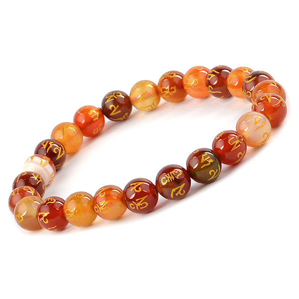Natural Crystal Stone Om Mani Padme Hum Engraved 8 mm Bead Bracelet