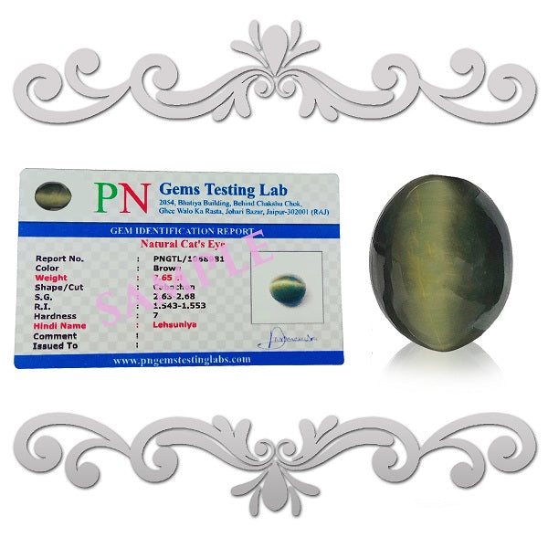 Natural High Grade Cats Eye Certified Gemstone