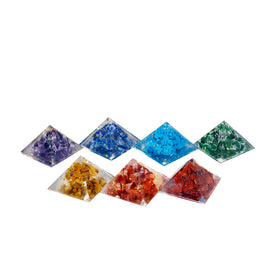 Natural 7 Chakra Orgone Pyramid set-25 mm (7pcs)