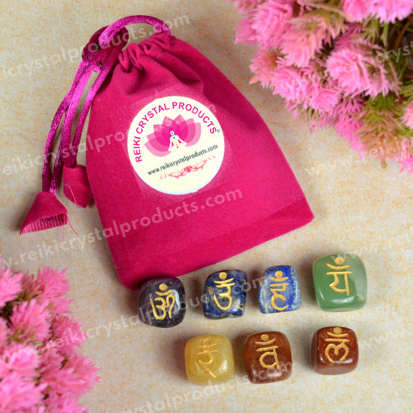 7 Chakra Tumble Stone Symbol Set Energized by Reiki Grandmaster