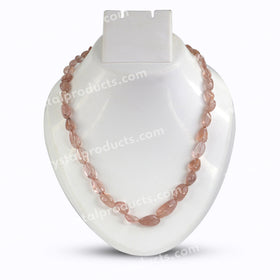 Natural Cherry Quartz Tumble Shape Necklace for Women
