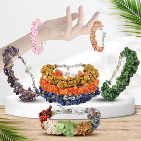 Natural Crystal Stone Adjustable Chip Beads Bracelet