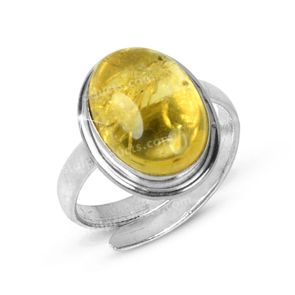 Natural Citrine Crystal Gemstone Adjustable Ring