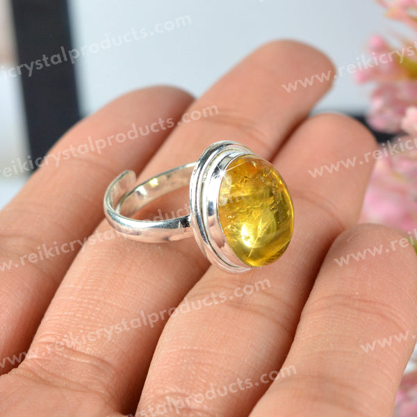 Natural Citrine Crystal Gemstone Adjustable Ring