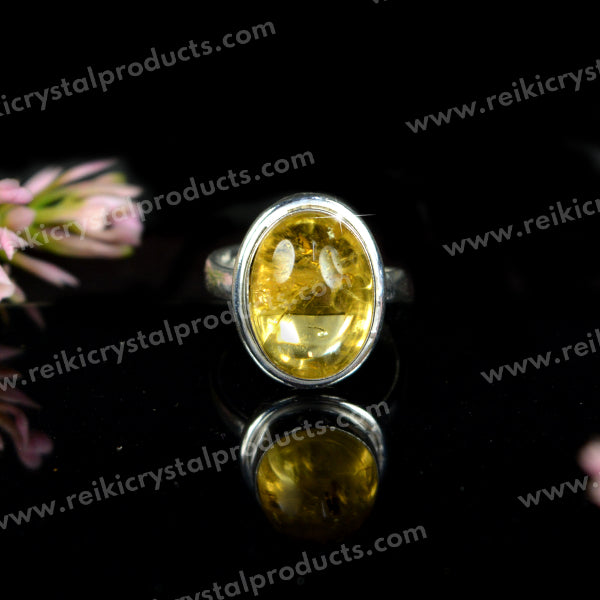 Natural Citrine Crystal Gemstone Adjustable Ring