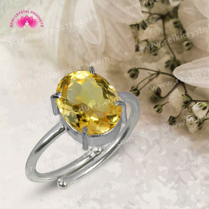 Natural Crystal Gemstone Adjustable Cutting Ring for unisex