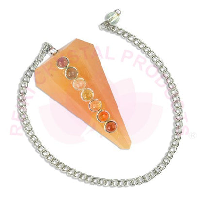 Natural Stone 7 Chakra Six Faceted Dowser - Pendulum