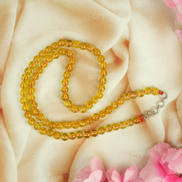 Natural Crystal Stone 6 mm Round Bead Necklace Mala for Girls & Women