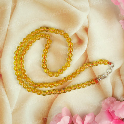 Natural Crystal Stone 6 mm Round Bead Necklace Mala for Girls & Women